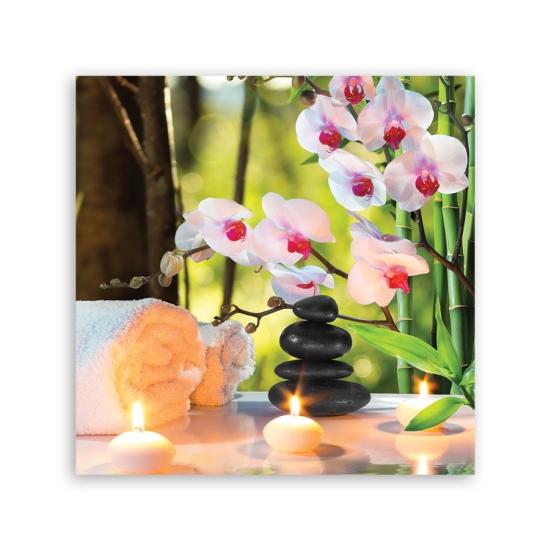 Leinwandbild - Spa Kerzen Orchidee Blumen | Feeby