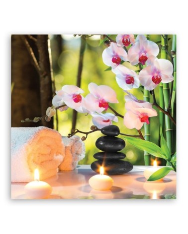 Leinwandbild - Spa Kerzen Orchidee Blumen | Feeby
