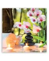 Nowoczesna dekoracja ścienna Spa świece i kwiaty orchidei | FEEBY