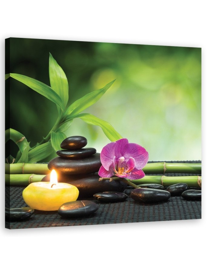 Modernes Wandbild - Kerzen Blumen Orchidee Wellness | Feeby