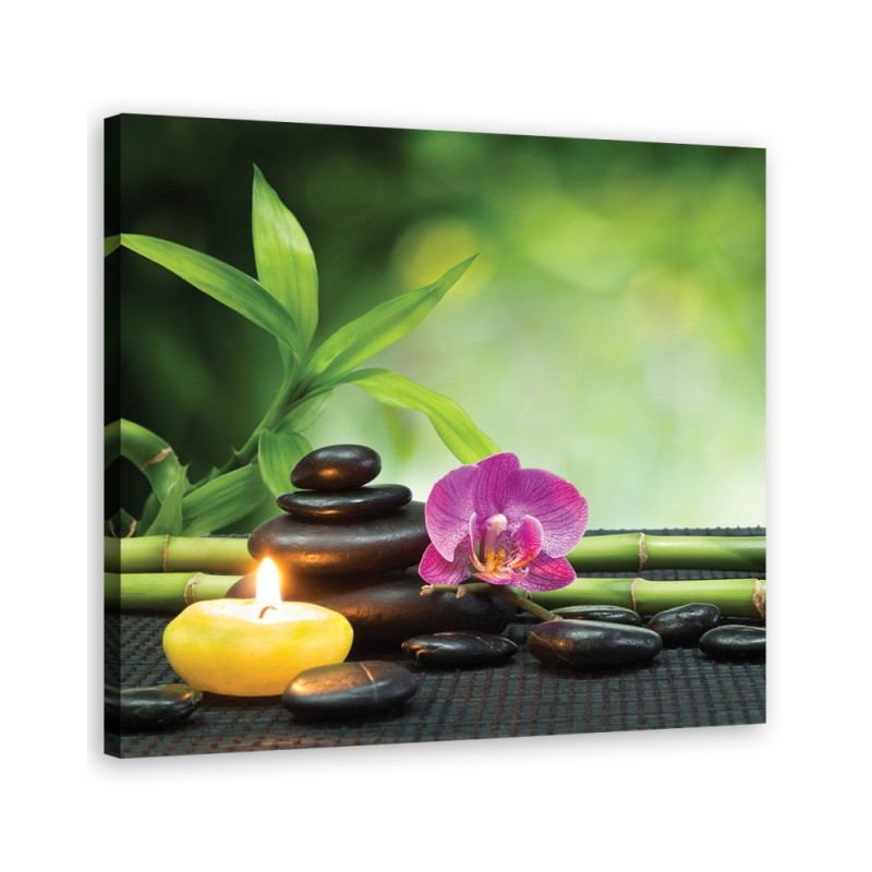 Modernes Wandbild - Kerzen Blumen Orchidee Wellness | Feeby