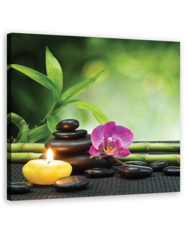 Zen wall art decor Composition with candle and flowers | FEEBY