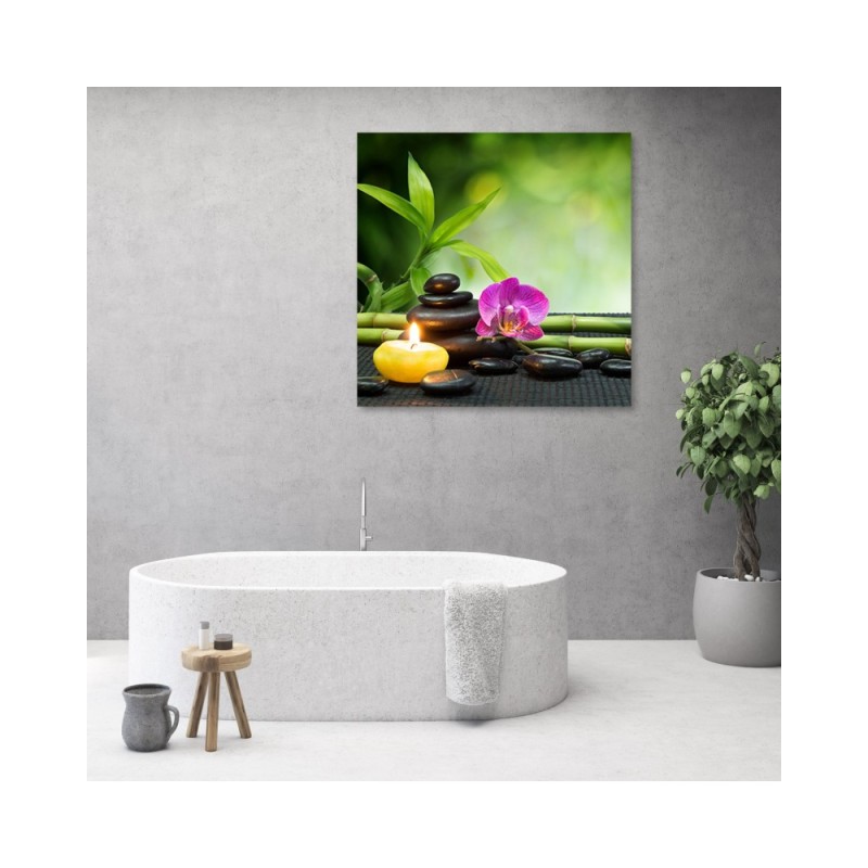Modernes Wandbild - Kerzen Blumen Orchidee Wellness | Feeby
