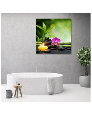Modernes Wandbild - Kerzen Blumen Orchidee Wellness | Feeby