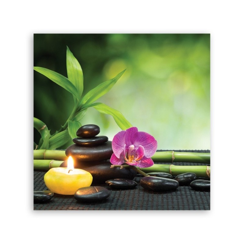 Modernes Wandbild - Kerzen Blumen Orchidee Wellness | Feeby
