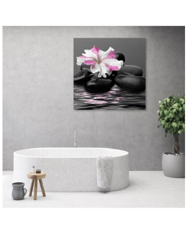 Leinwandbild - Steine rosa Blume Zen | Feeby