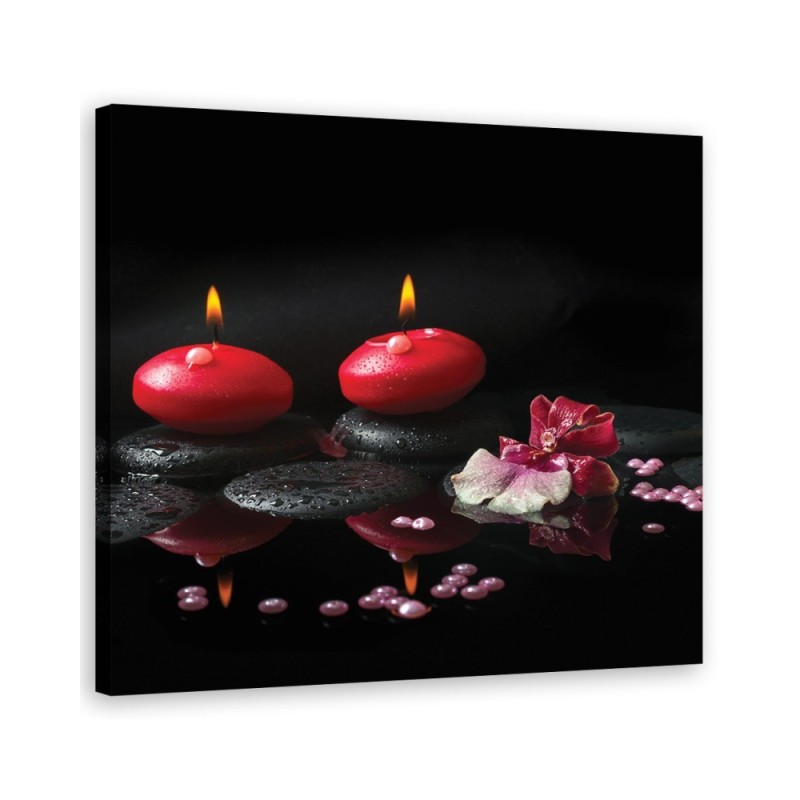 Bild auf Leinwand - Rote Kerzen Zen Stones | Feeby