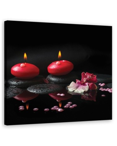Red candles Zen stones - Wall art painting for spa | FEEBY