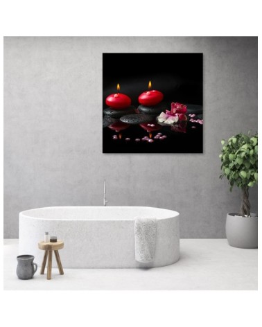 Bild auf Leinwand - Rote Kerzen Zen Stones | Feeby