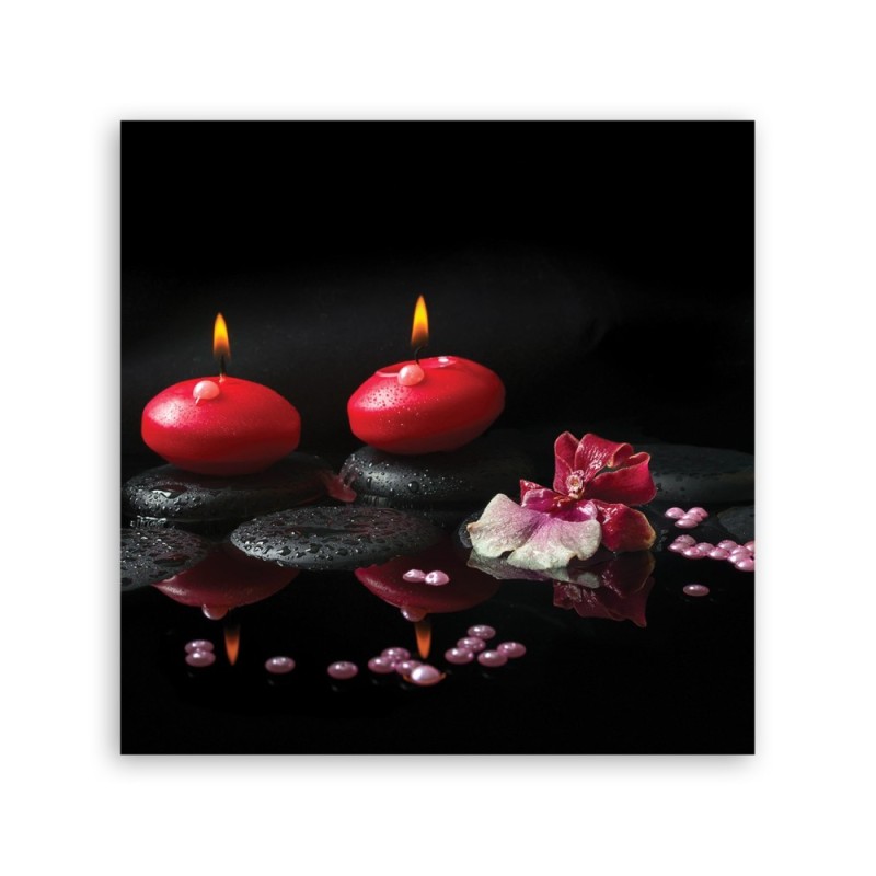 Bild auf Leinwand - Rote Kerzen Zen Stones | Feeby