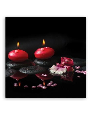 Bild auf Leinwand - Rote Kerzen Zen Stones | Feeby