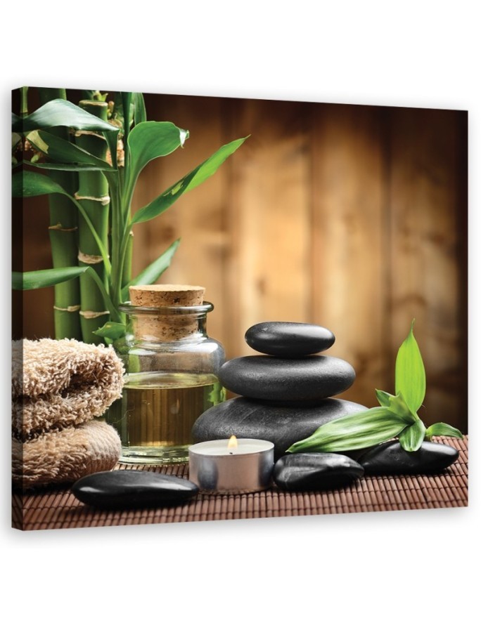 Wandbild für Wohnzimmer - Bambus Orchidee Blumen Zen | Feeby