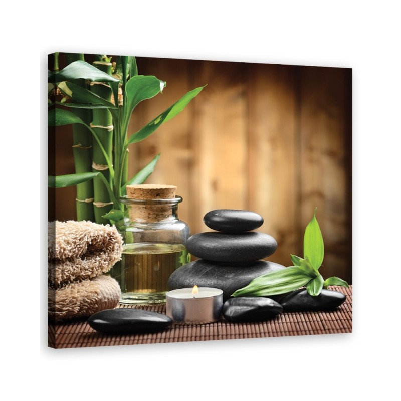 Wandbild für Wohnzimmer - Bambus Orchidee Blumen Zen | Feeby