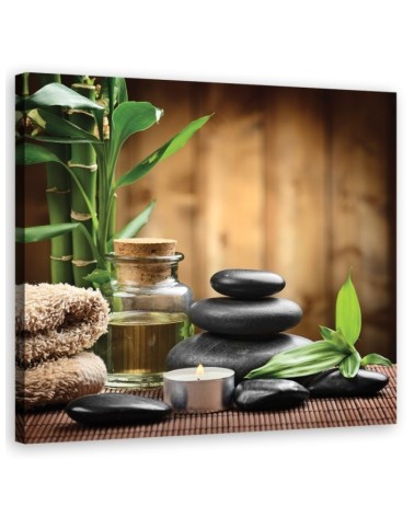 Wandbild für Wohnzimmer - Bambus Orchidee Blumen Zen | Feeby