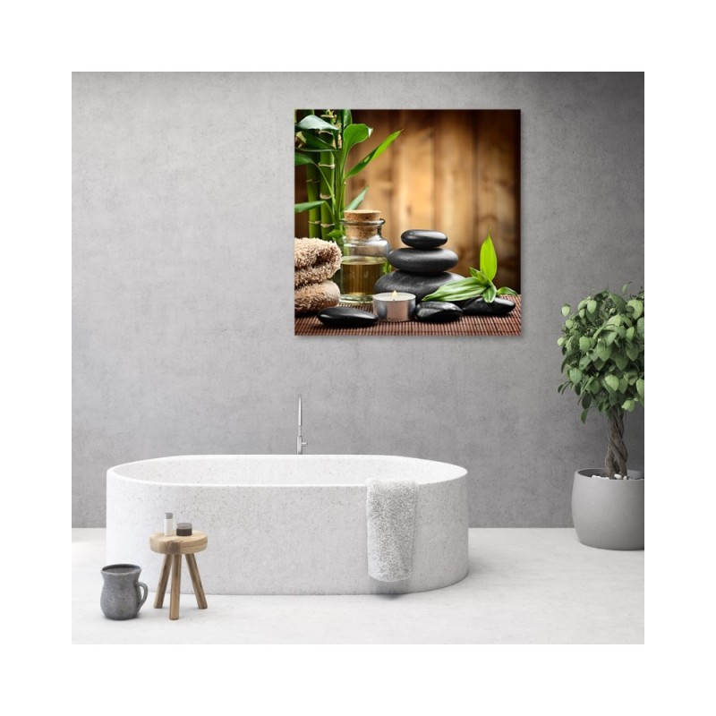 Wandbild für Wohnzimmer - Bambus Orchidee Blumen Zen | Feeby