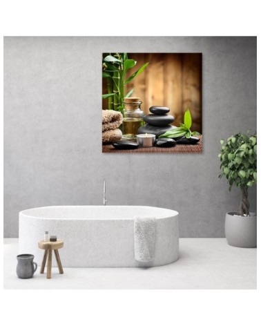 Wandbild für Wohnzimmer - Bambus Orchidee Blumen Zen | Feeby