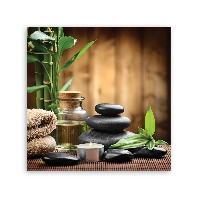 Wandbild für Wohnzimmer - Bambus Orchidee Blumen Zen | Feeby