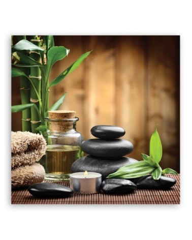 Wandbild für Wohnzimmer - Bambus Orchidee Blumen Zen | Feeby