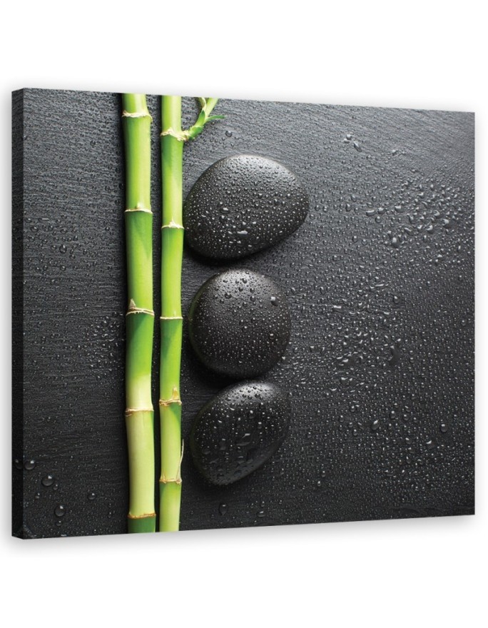 Bamboo and zen stones - Canvas painting for bathroom | FEEBY