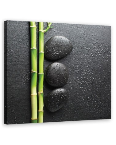 Bamboo and zen stones - Canvas painting for bathroom | FEEBY