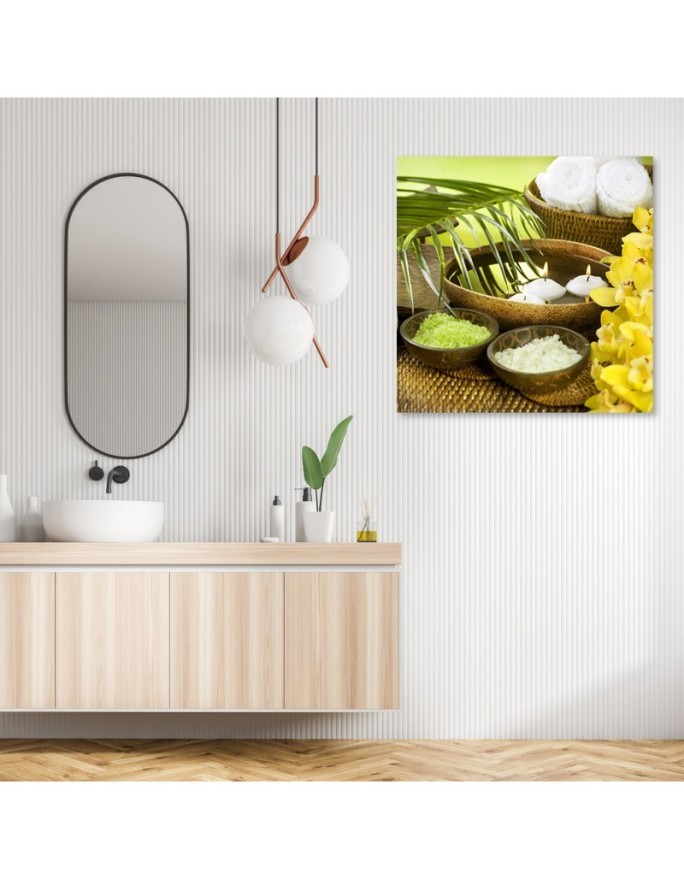 Bathroom wall art painting - Flowers Palm Candle zen | FEEBY
