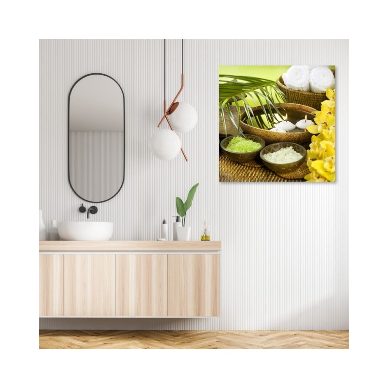 Dekoratives Leinwandbild - Blumen Palmen Kerzen Zen | Feeby