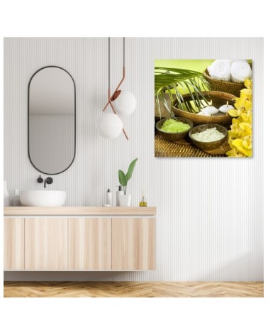 Dekoratives Leinwandbild - Blumen Palmen Kerzen Zen | Feeby