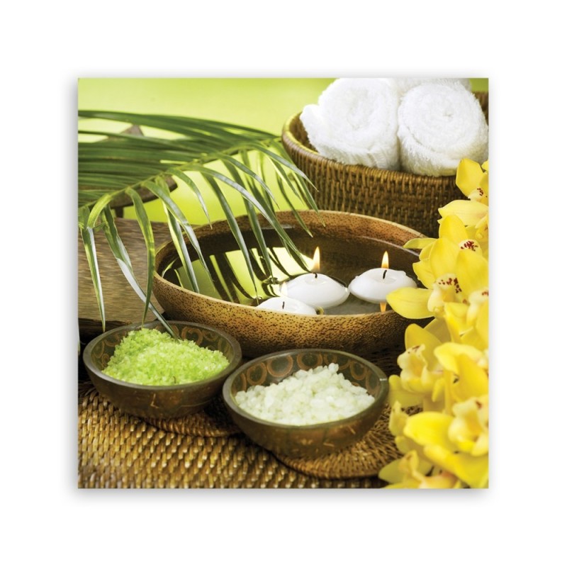 Dekoratives Leinwandbild - Blumen Palmen Kerzen Zen | Feeby