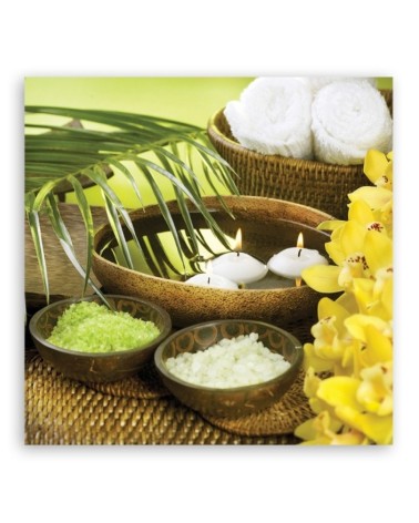 Dekoratives Leinwandbild - Blumen Palmen Kerzen Zen | Feeby