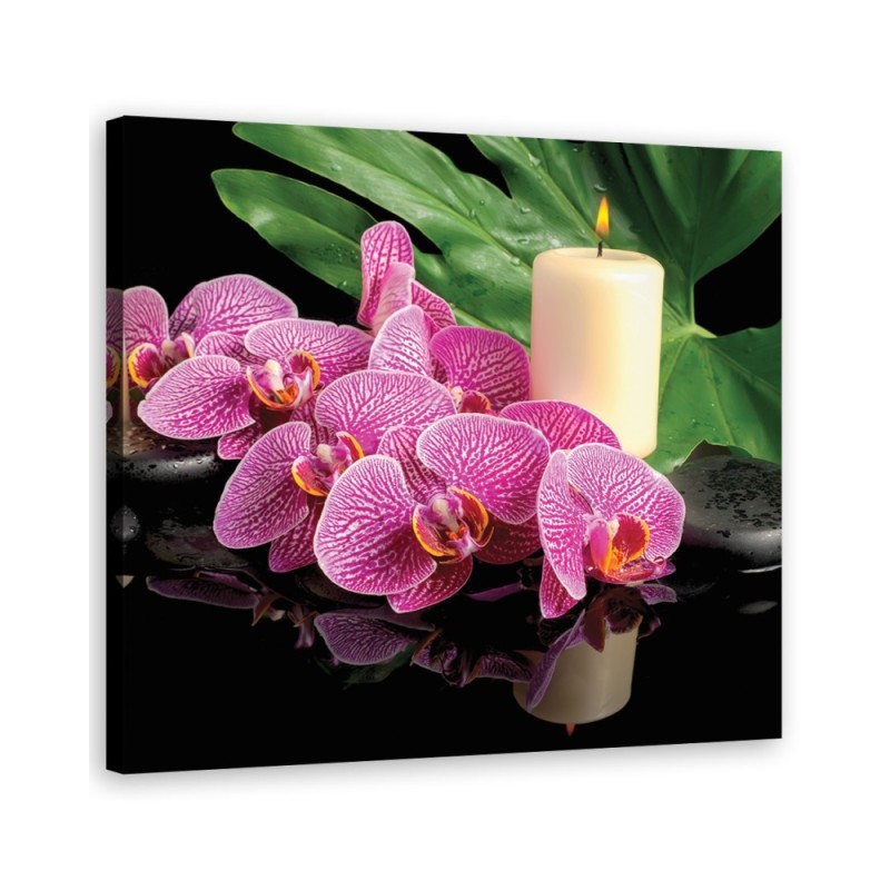 Leinwandbild - Rosa Orchidee Kerzen | Feeby