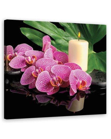 Leinwandbild - Rosa Orchidee Kerzen | Feeby