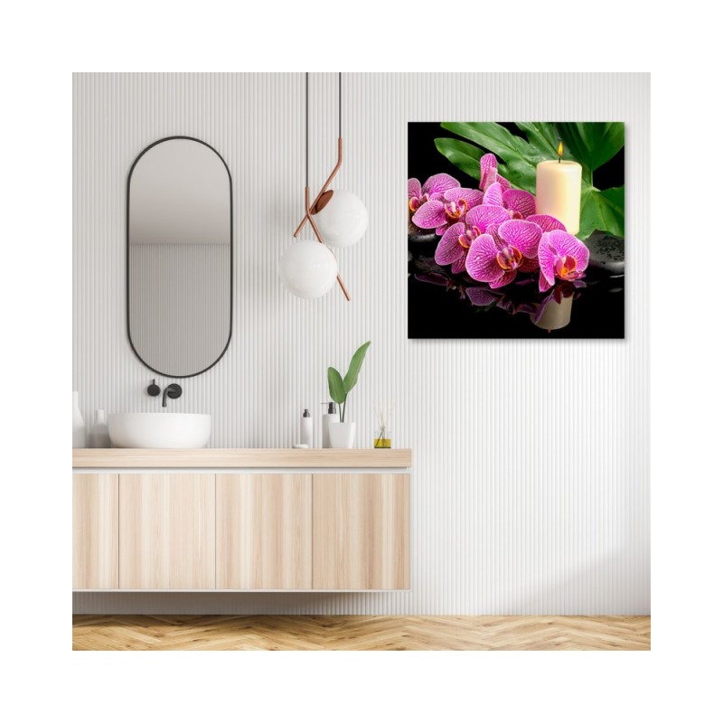 Leinwandbild - Rosa Orchidee Kerzen | Feeby
