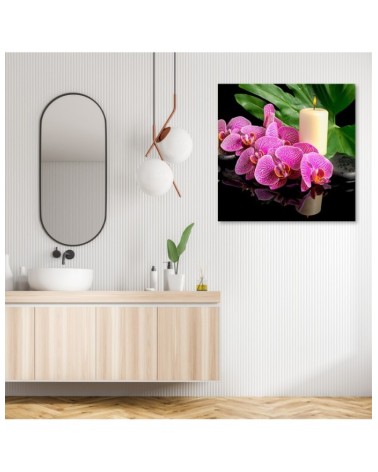 Leinwandbild - Rosa Orchidee Kerzen | Feeby