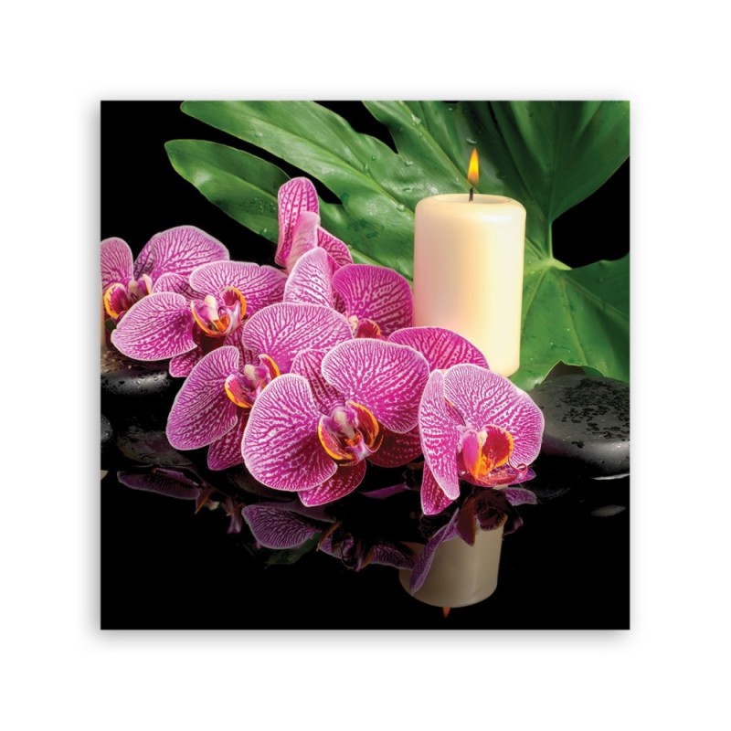 Leinwandbild - Rosa Orchidee Kerzen | Feeby