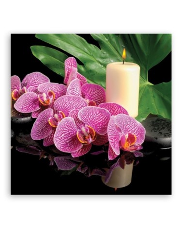 Leinwandbild - Rosa Orchidee Kerzen | Feeby