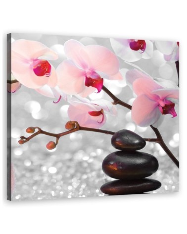 Modernes Wandbild - Zen Steine Orchidee Blumen | Feeby