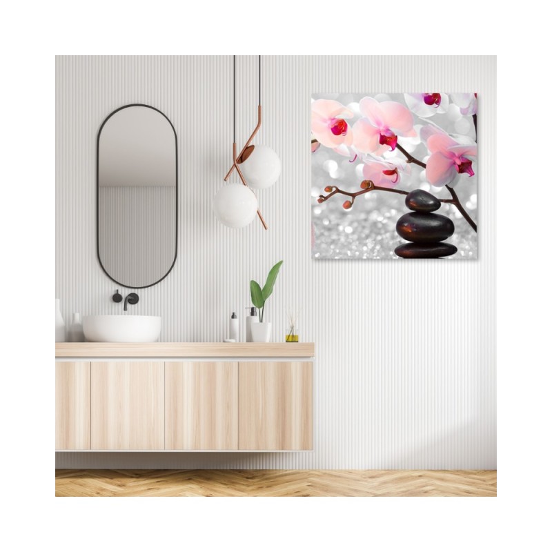 Modernes Wandbild - Zen Steine Orchidee Blumen | Feeby