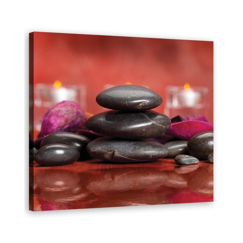 Bild auf Leinwand - Zen Steine Rot Hintergrund | Feeby