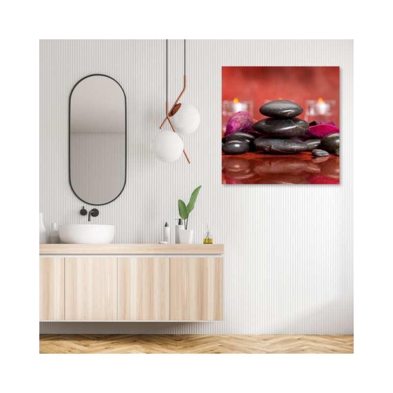 Bild auf Leinwand - Zen Steine Rot Hintergrund | Feeby