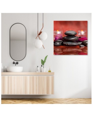 Bild auf Leinwand - Zen Steine Rot Hintergrund | Feeby