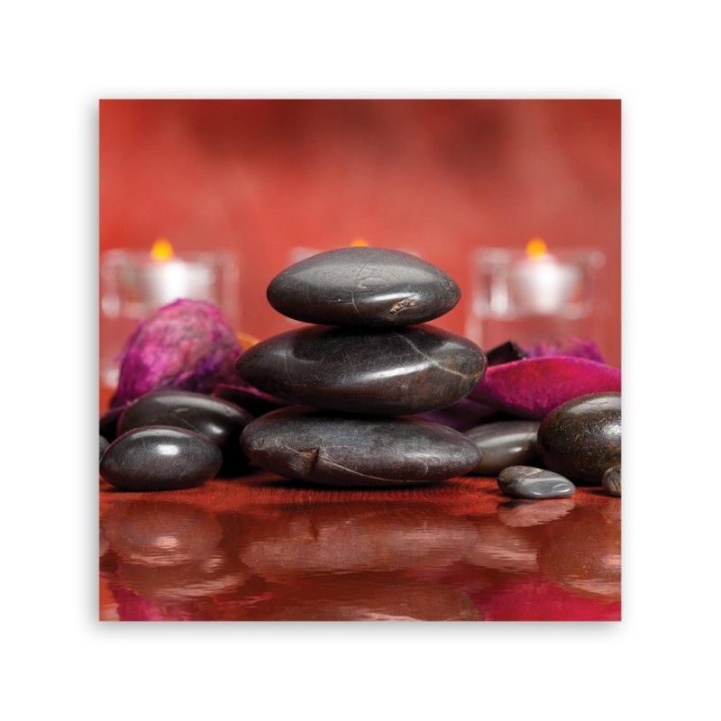 Bild auf Leinwand - Zen Steine Rot Hintergrund | Feeby
