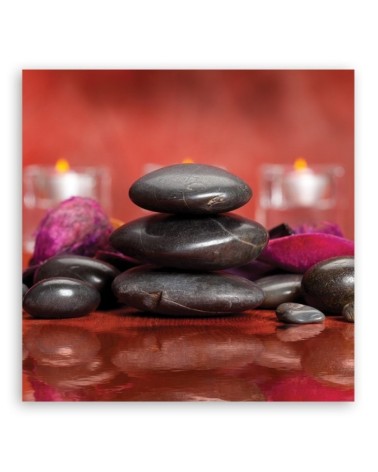 Bild auf Leinwand - Zen Steine Rot Hintergrund | Feeby