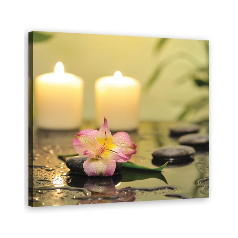Leinwandbild - Kerzen und Orchidee | Feeby