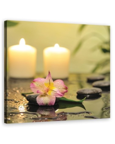 Leinwandbild - Kerzen und Orchidee | Feeby