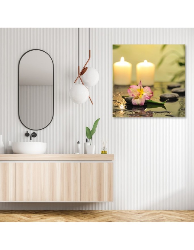 Modern canvas painting - Zen candles and orchid | FEEBY