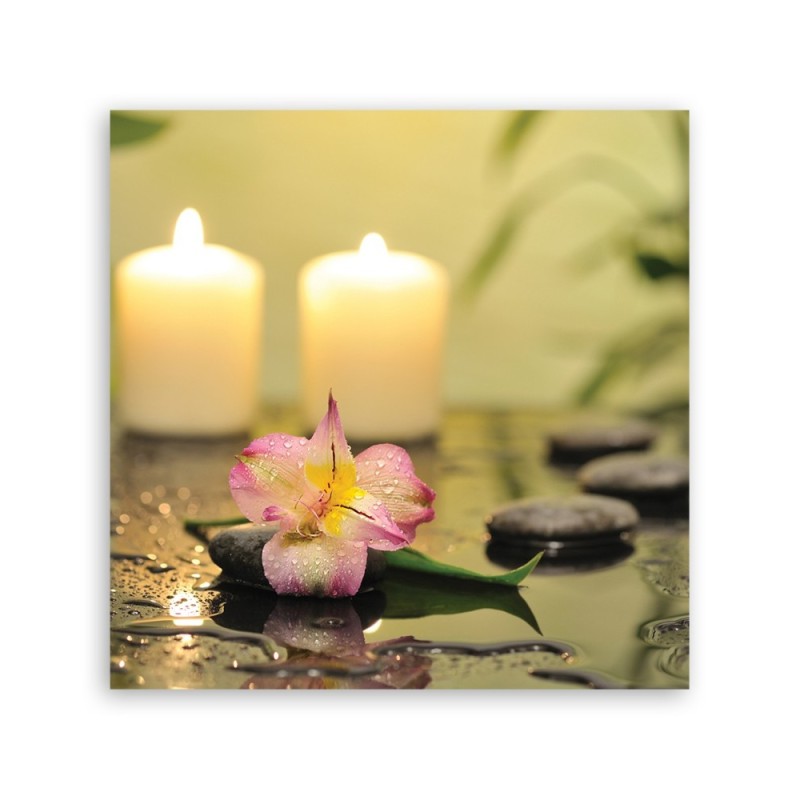 Leinwandbild - Kerzen und Orchidee | Feeby