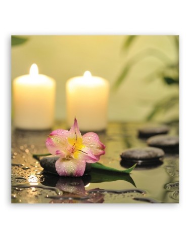 Leinwandbild - Kerzen und Orchidee | Feeby