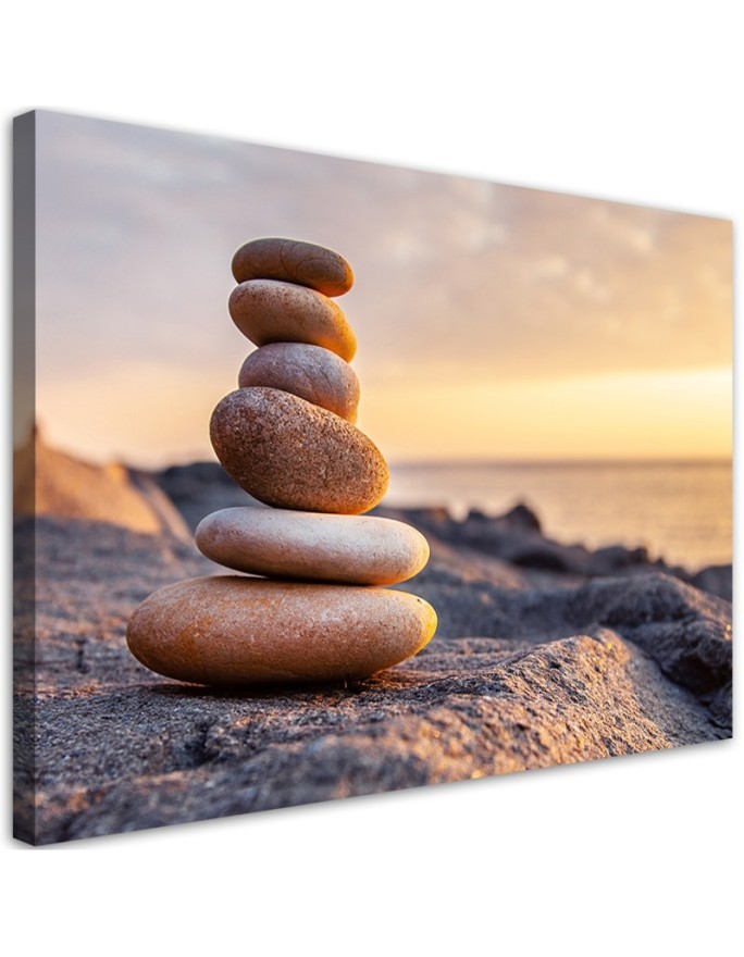 Leinwandbild modern - Steine Zen Strand Meer | Feeby