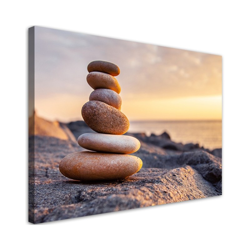 Leinwandbild modern - Steine Zen Strand Meer | Feeby