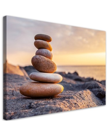 Leinwandbild modern - Steine Zen Strand Meer | Feeby